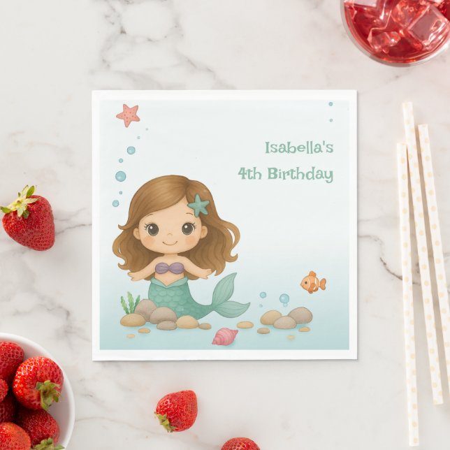 Serviette En Papier Simple petite petite sirène (En situation)