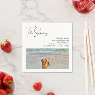 Serviette En Papier Simple Photo de Chien Boisson Recette Mariage Mode