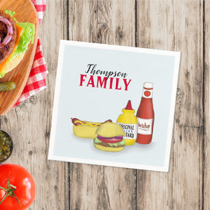 Serviette En Papier Simple Pique-nique Aquarelle Hamburger Hotdog Mign