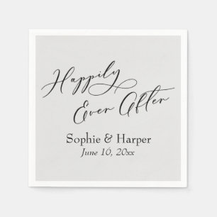Serviette En Papier Simple Police de caractères de luxe Happily Ever A