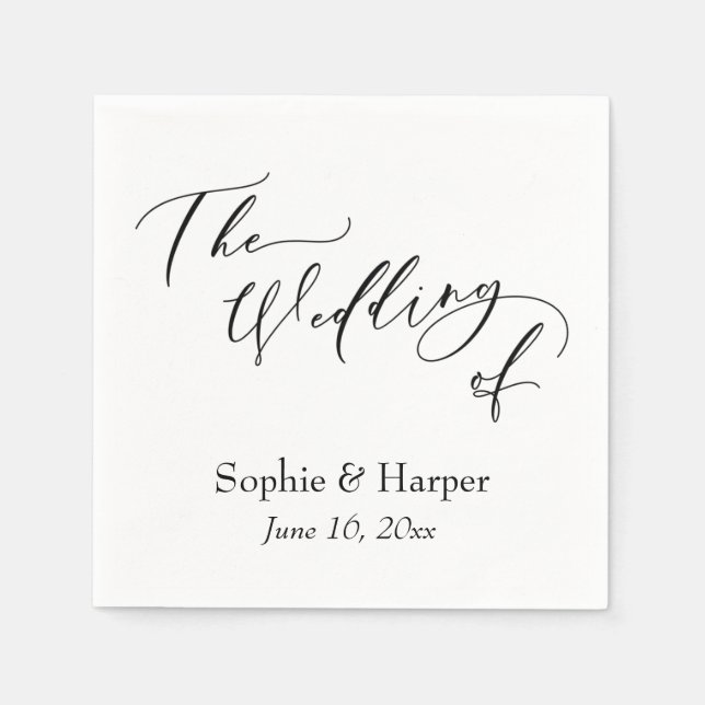 Serviette En Papier Simple Police de Luxe Écriture Le Mariage De (Devant)