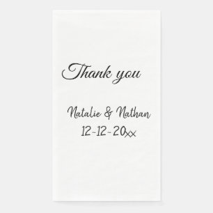 Serviette En Papier Simple remerciement minimal couple nom texte date