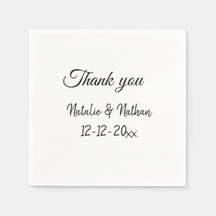 Serviette En Papier Simple remerciement minimal couple nom texte date