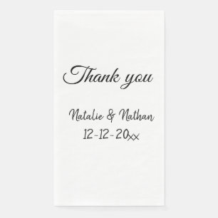 Serviette En Papier Simple remerciement minimal couple nom texte date
