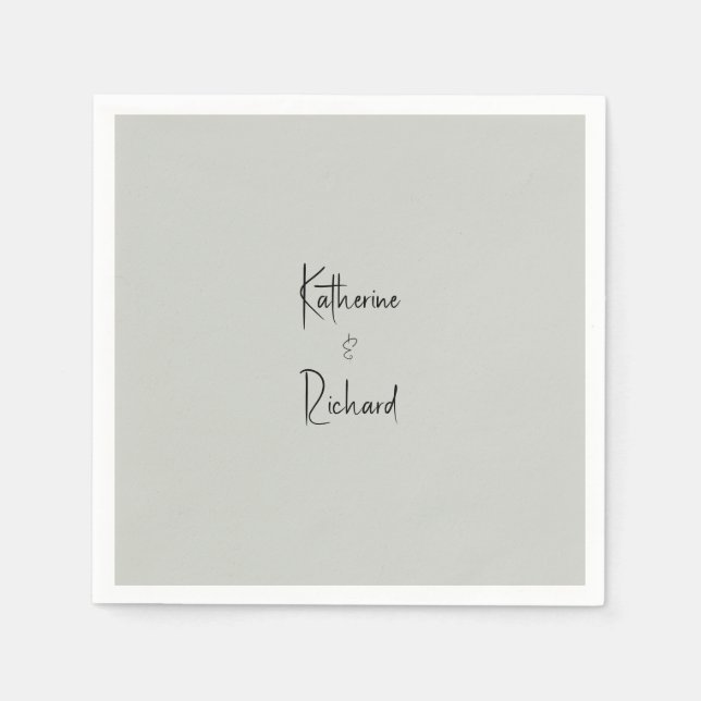 Serviette En Papier Simple Sage Custom Wedding Cocktail Napkins (Devant)