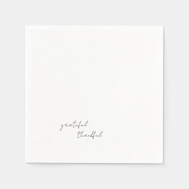Serviette En Papier Simple Script Grateful Thankful Cocktail (Devant)
