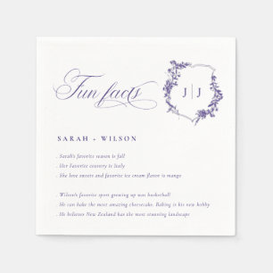 Serviette En Papier Simple Script Lilac Purple Mariage Logo Faits amus