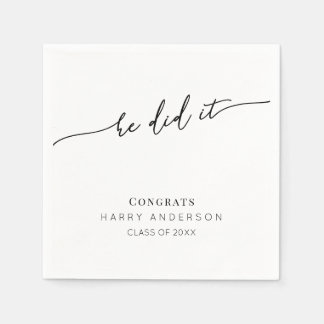 Serviette En Papier Simple Script Minimalist Graduation Party