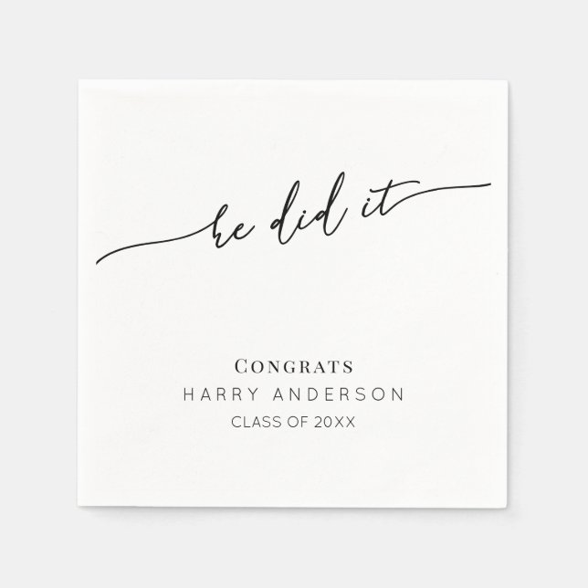 Serviette En Papier Simple Script Minimalist Graduation Party (Devant)