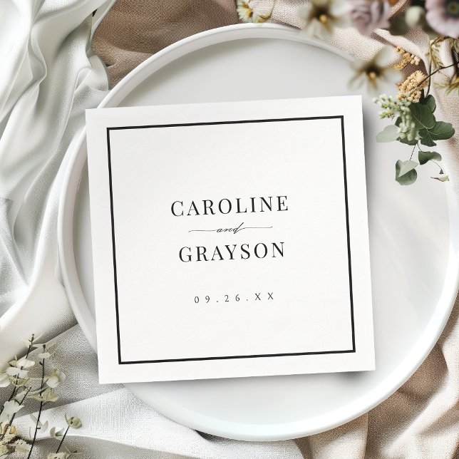 Serviette En Papier Simple Script Typographique Élégant Mariage (Simple Graceful Script Typography Wedding Napkins)