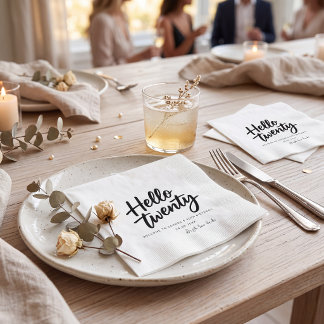 Serviette En Papier  Simple  stylish black and white  birthday party