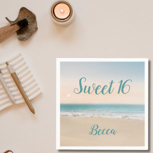 Serviette En Papier Simple Sweet 16 Beach Theme Party