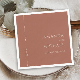 Serviette En Papier Simple Terracotta Élégant Mariage Monogramme Class