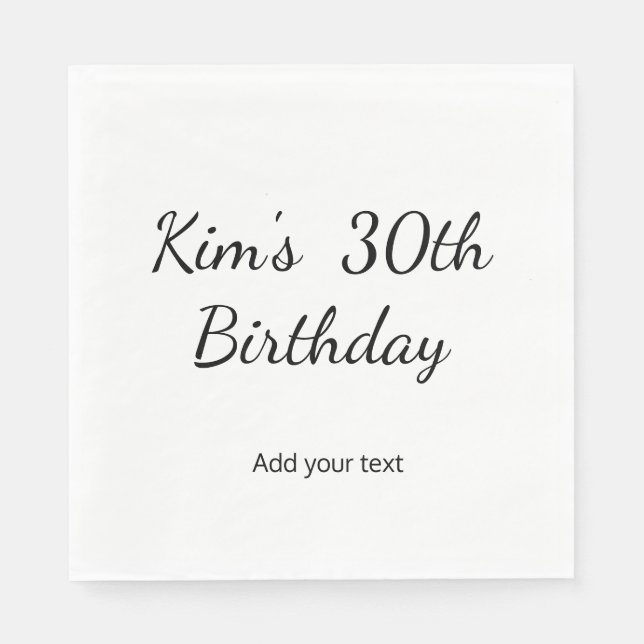 Serviette En Papier simple texture de calligraphie d'anniversaire simp (Devant)