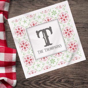 Serviette En Papier Simple vacances Snowflake Motif Monogramme initial