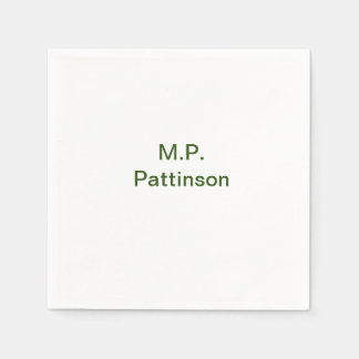 Serviette En Papier Simple vert minimal ajouter votre nom de texte pho