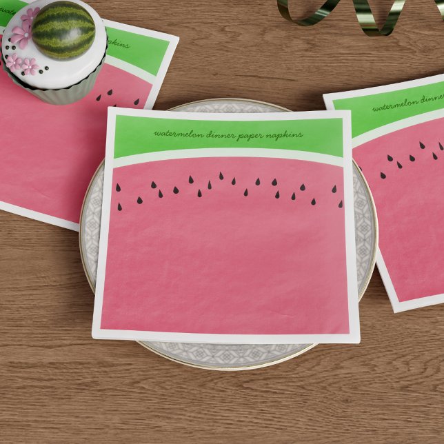 Serviette En Papier Simple Watermelon rose et vert Summer BBQ Party (Perfect for enjoying your feast in style during the sunny watermelon season!)