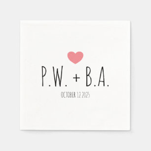 Serviette En Papier Simple Whimsical Monogrammed Heart Mariage