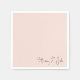 Serviette En Papier Simplement Blush Gold Script Mariage Cocktail II