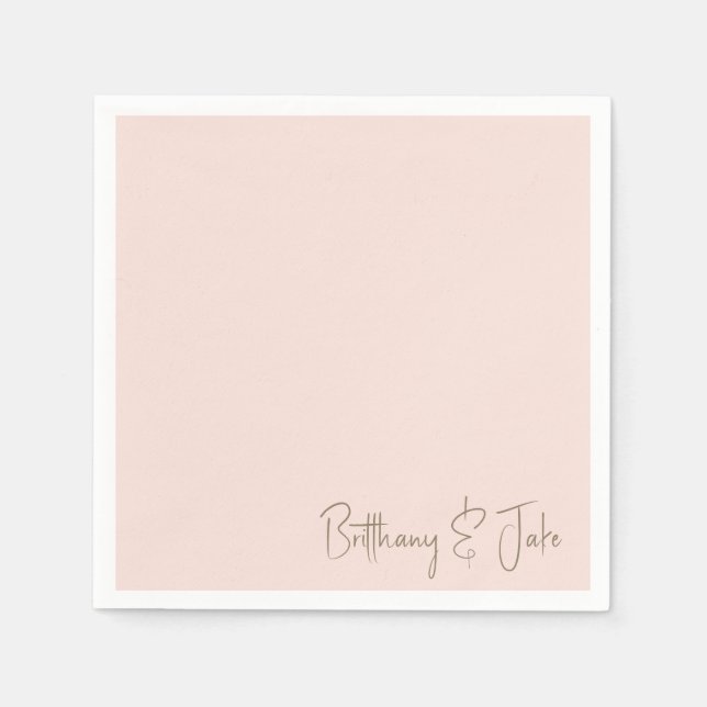 Serviette En Papier Simplement Blush Gold Script Mariage Cocktail II (Devant)
