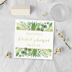 Serviette En Papier Simplement Chic Green & Gold Fête des mariées