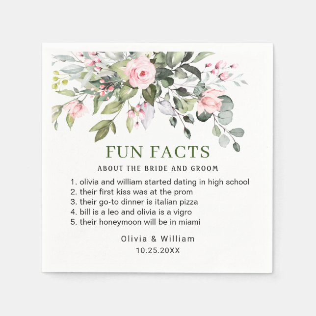 Serviette En Papier Simplement Elegant Eucalyptus Fun Facts Mariage (Devant)