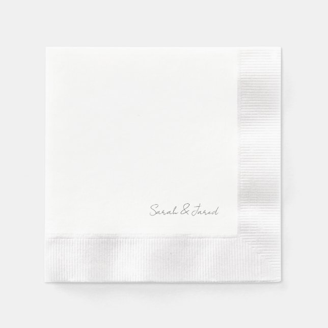 Serviette En Papier Simplement élégant Script Mariage Cocktail Coin (Devant)