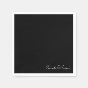 Serviette En Papier Simplement Elegant Script Names Black Mariage Cock