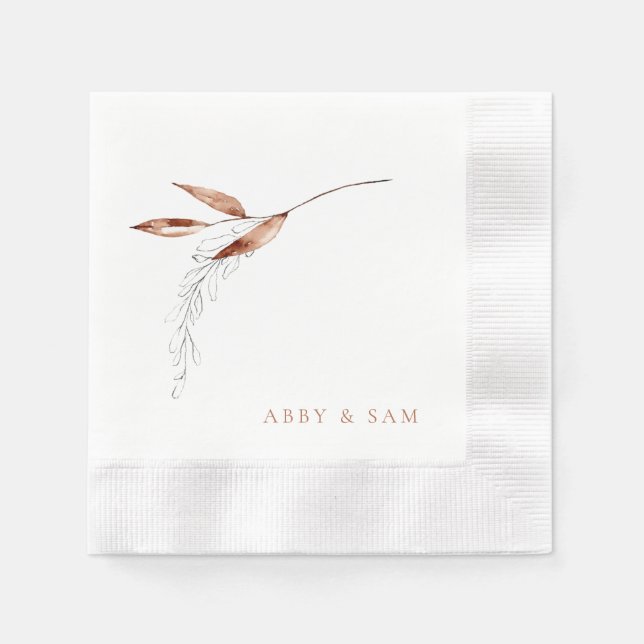 Serviette En Papier Simplement Terracotta Mariage Deux noms Coins (Devant)