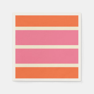 Serviette En Papier Simples rayures en rose, orange et crème