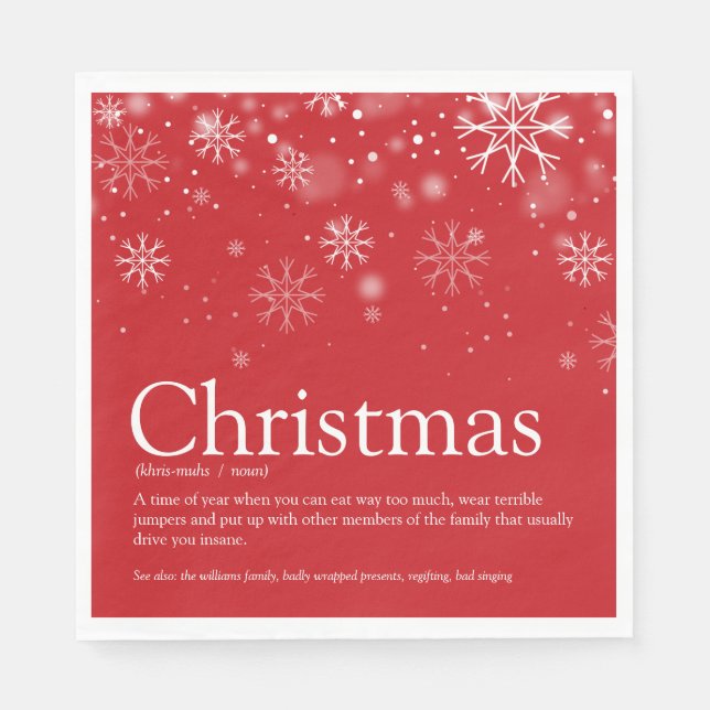 Serviette En Papier Simples vacances de Noël Définition drôle (Devant)