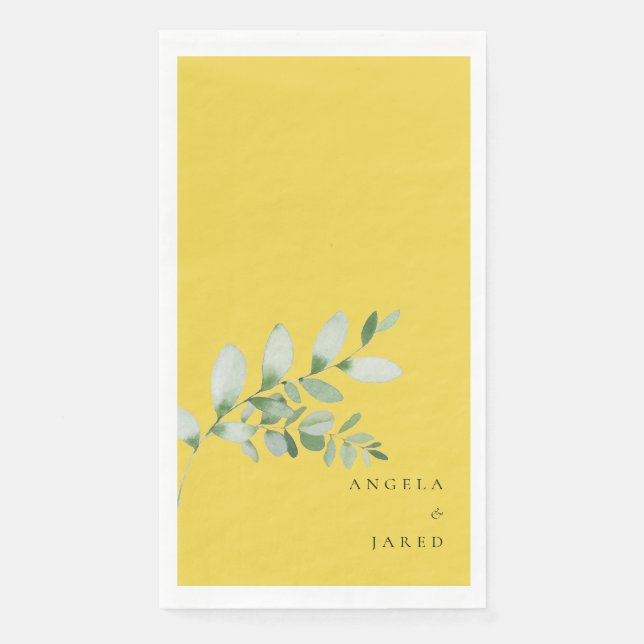 Serviette En Papier Simplicité & Foliage Mariage Jaune clair II (Devant)