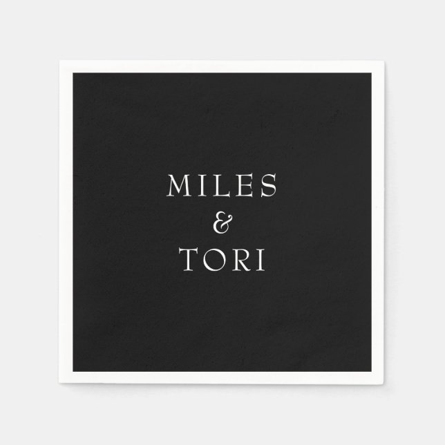 Serviette En Papier Simplicité moderne Mariage noir (Devant)