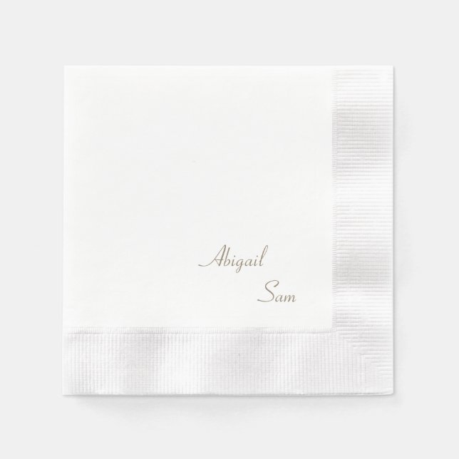 Serviette En Papier Simply Gold Text Mariage élégant Cocktail moulé (Devant)