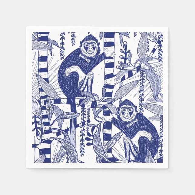 Serviette En Papier Singe dans la jungle (Devant)