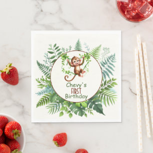 Serviette En Papier Singe de la jungle suspendu à une branche pour le