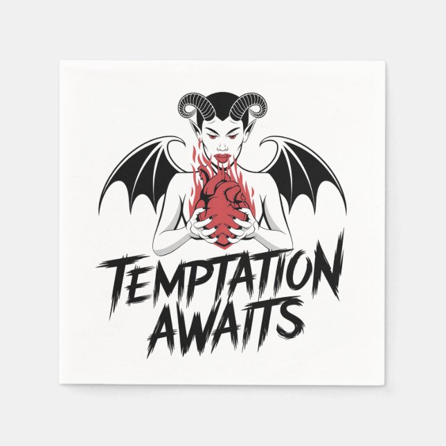 Serviette En Papier Sinister Gothic Demon Design - Tentation Attend (Devant)