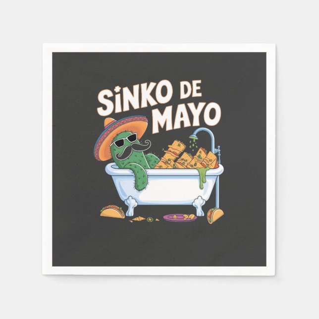 Serviette En Papier Sinko de Mayo Cinco De Mayo Cactus Drôle (Devant)