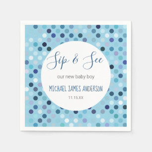 Serviette En Papier Sip & See Baby Boy Shoy Pois bleus