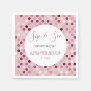 Serviette En Papier Sip & See Baby Girl Show Pois roses