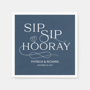 Serviette En Papier Sip Sip Hooray Engagement Party Blue