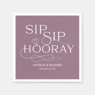 Serviette En Papier Sip Sip Hooray Engagement Party Purple