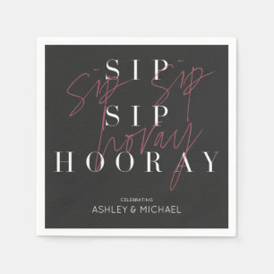 Serviette En Papier Sip Sip Hooray moderne Black Celebration Party