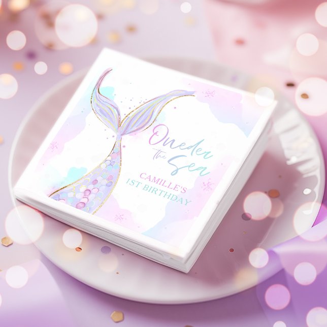 Serviette En Papier Sirène 1er Anniversaire Fête ONE der La Sirène de  (Créateur téléchargé)