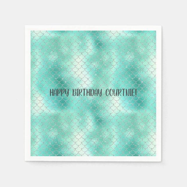 Serviette En Papier Sirène de menthe d'argent (Devant)