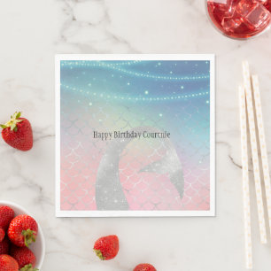 Serviette En Papier Sirène d'eau rose pourpre