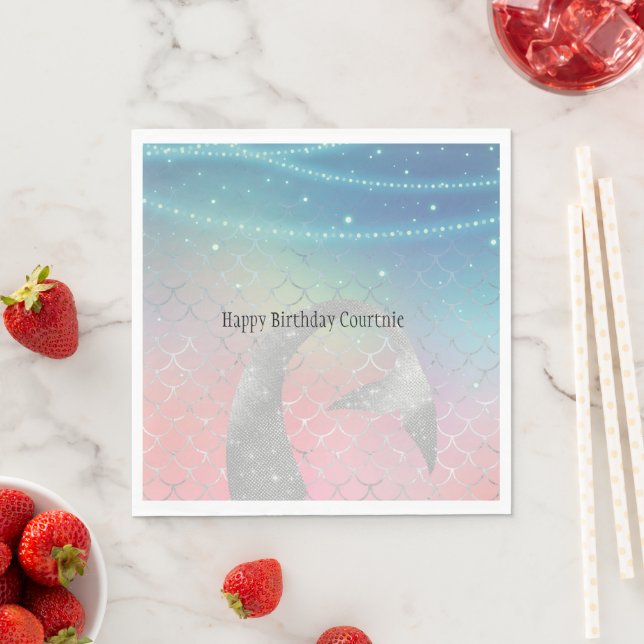 Serviette En Papier Sirène d'eau rose pourpre (En situation)