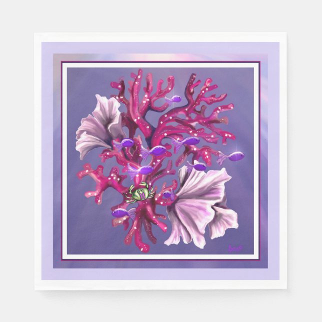 Serviette En Papier Sirène d'océan violet (Devant)