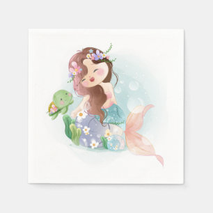 Serviette En Papier Sirène et tortue