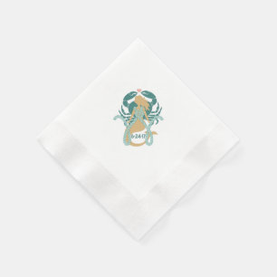 Serviette En Papier Sirène et Vie marine Serviettes à cocktails pour K